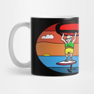 Old fart wing foiling with sandals Mug